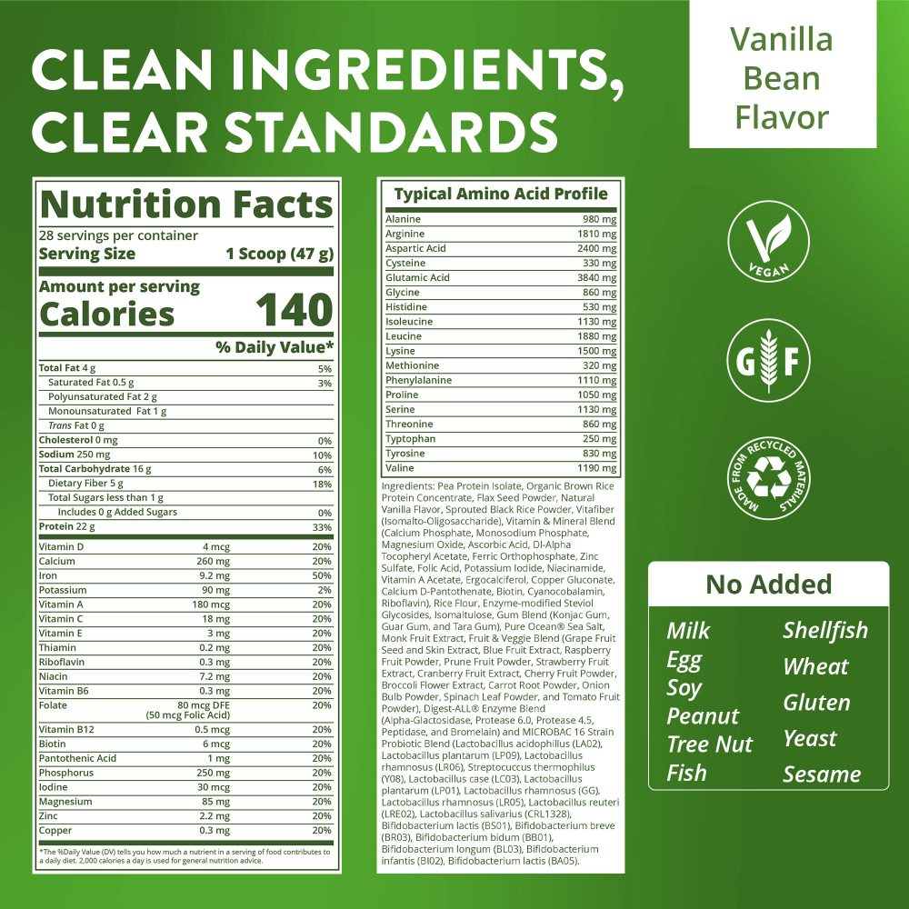 MRM Nutrition, Растительный заменитель питания, ваниль и бобы, 3 фунта (1361 г)