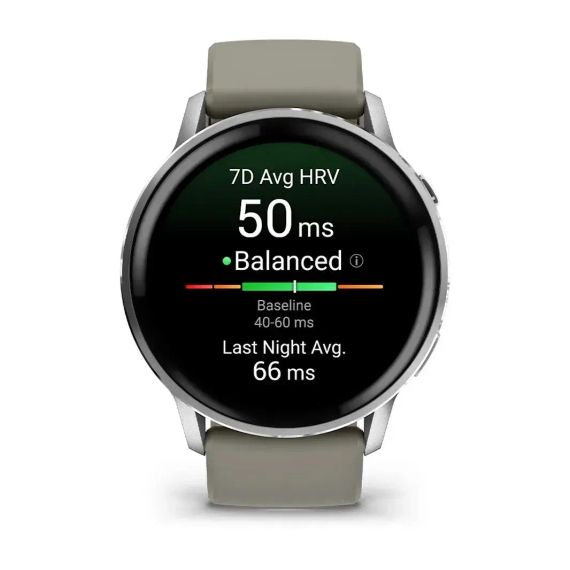 Garmin Venu 4 45 мм серебристые смарт-часы с серебристо-серым силиконовым ремешком