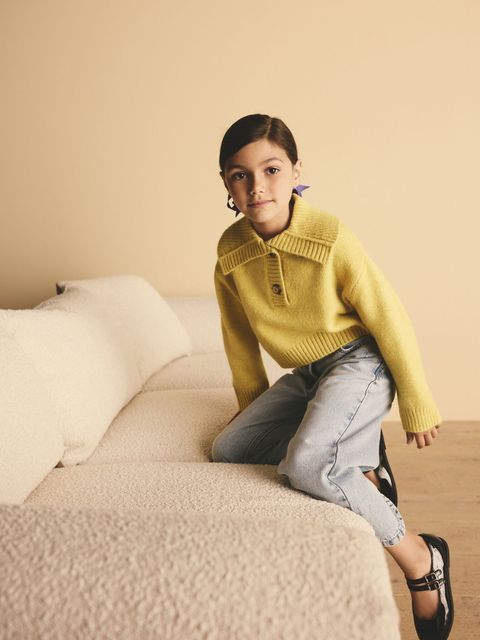 Джемпер с воротником для девочки Next N79-870, Оливковый