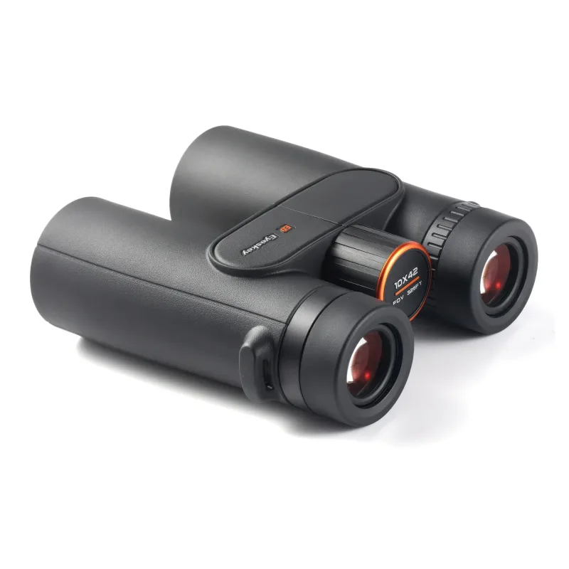 Бинокль Eyeskey Sport 10x42 с оранжевым кольцом линз, перспектива сбоку