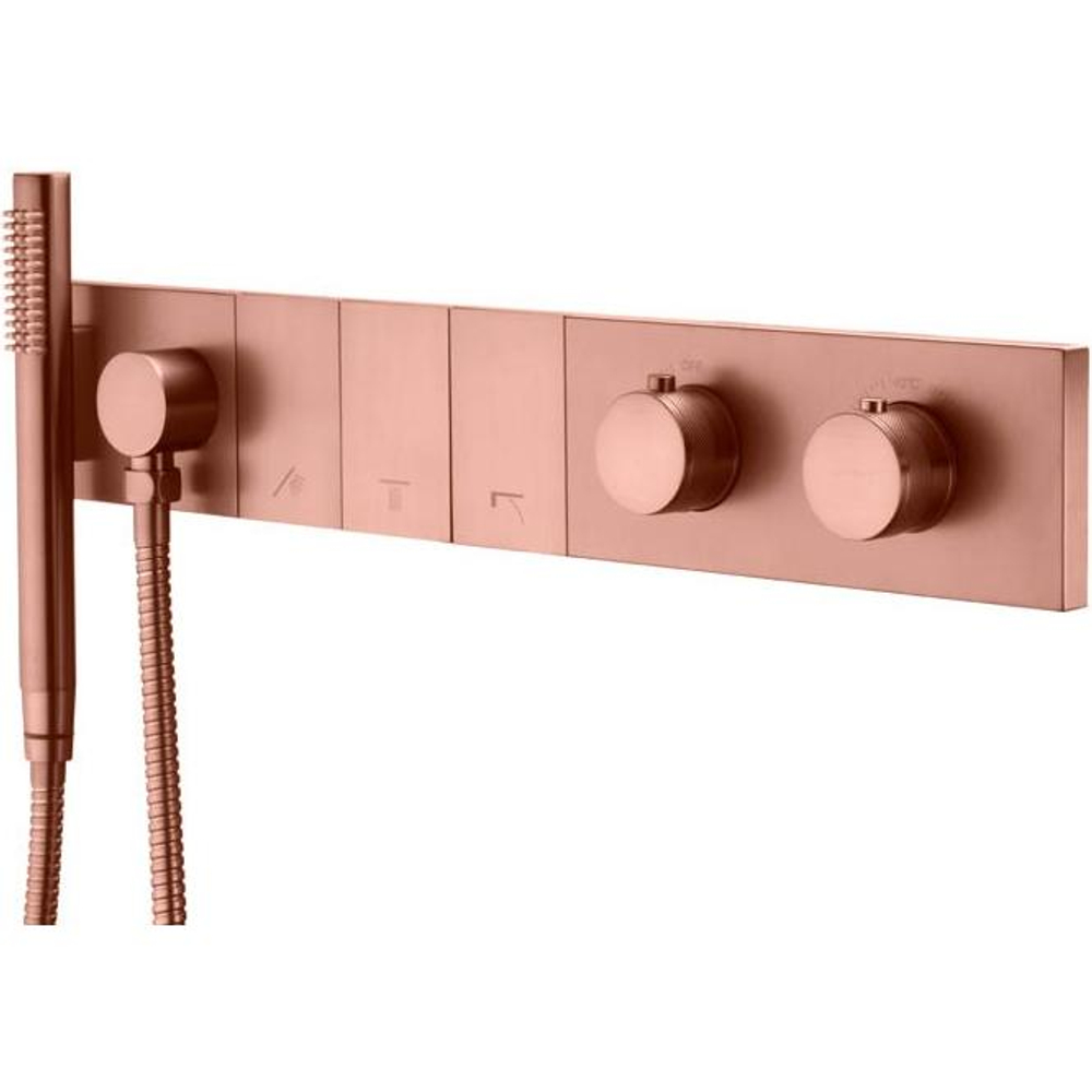 Встраиваемый смеситель для душа и ванны Boheme ZODIAC TERMO 133-SYS-CB с ручным душем, COPPER BRUSHED