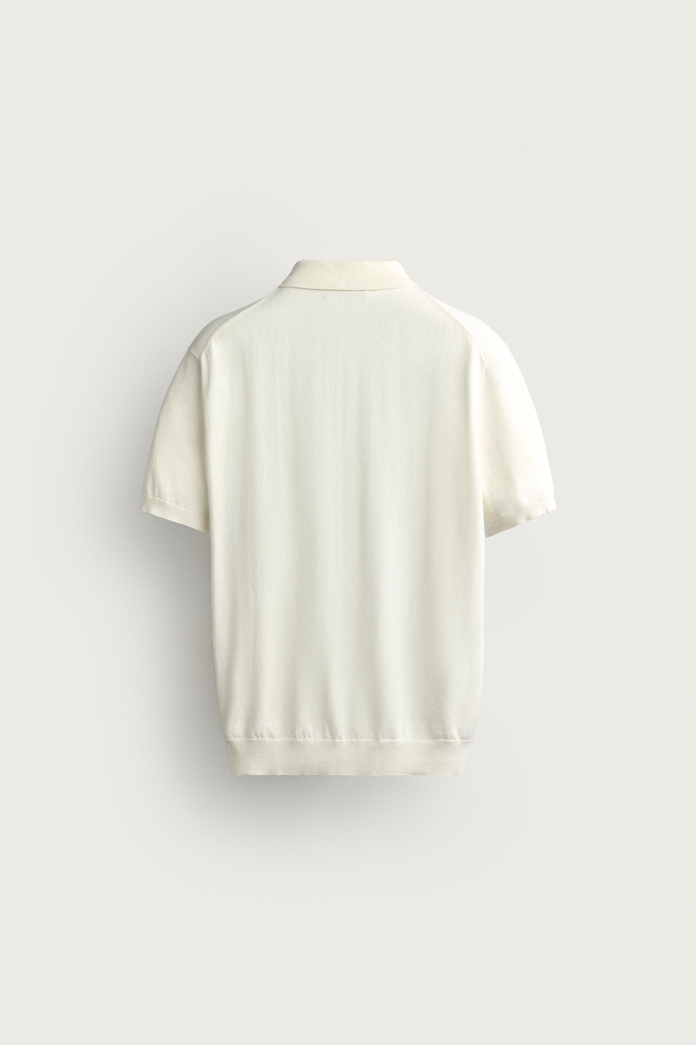 ZARA ТРИКОТАЖНОЕ ПОЛО КЛАССИЧЕСКОГО КРОЯ, ЭКРЮ