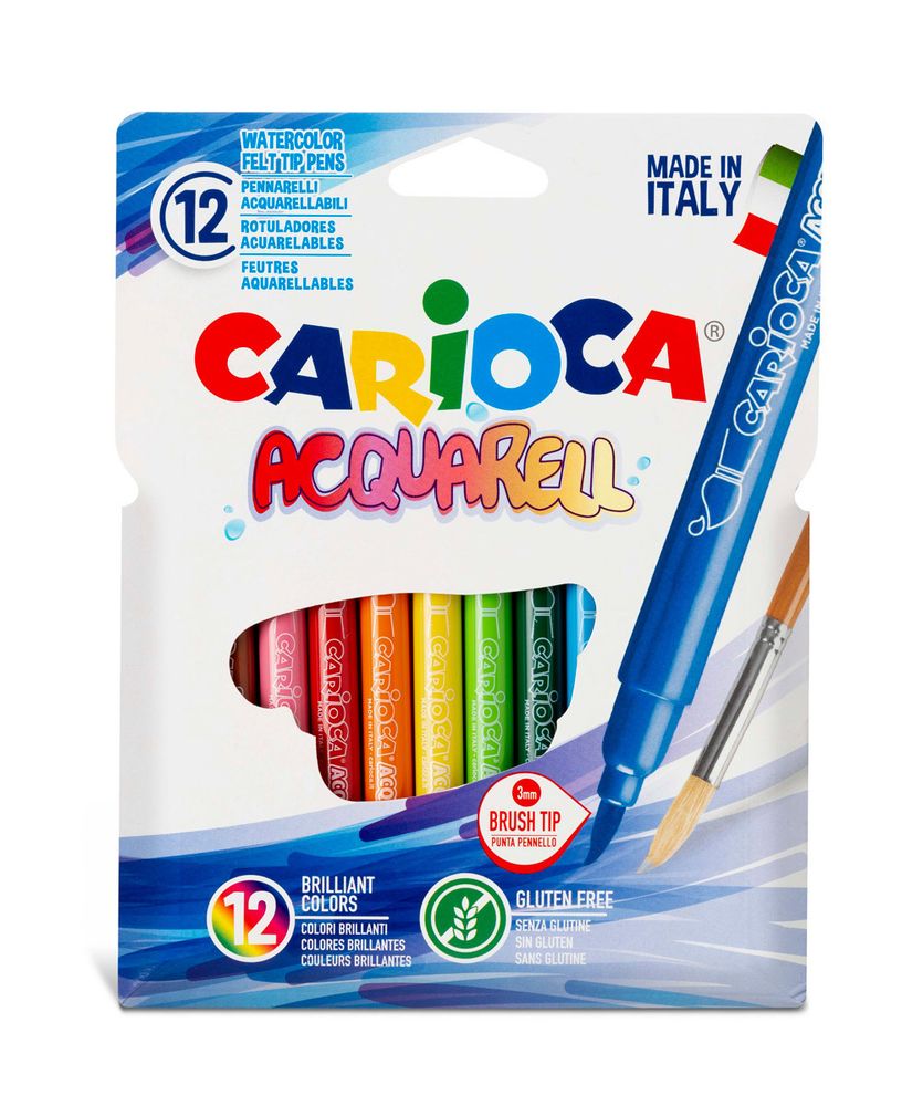 Фломастеры акварельные Carioca Acquarell, наконечник-кисть 42747 12 цв Фломастеры акварельные Carioca Acquarell, наконечник-кисть 42747 12 цв