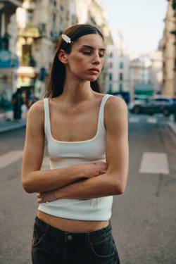 ZARA ЭЛАСТИЧНЫЙ ТОП-КОРСЕТ, БЕЛЫЙ