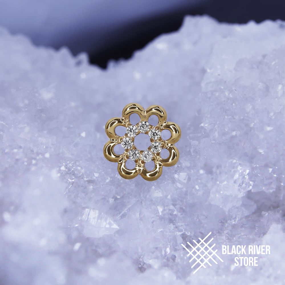 Flower Rings Crystal PVD Yellow