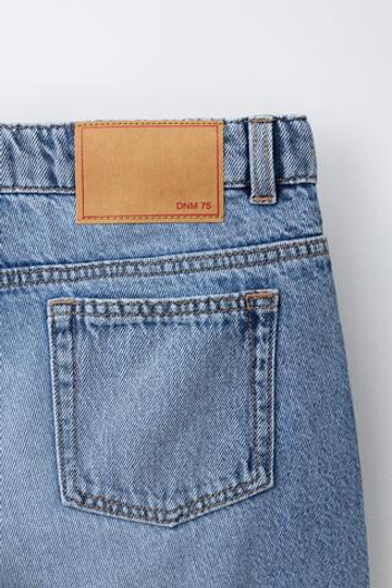 ZARA ПРЯМЫЕ ДЖИНСОВЫЕ ШОРТЫ, СИНИЙ