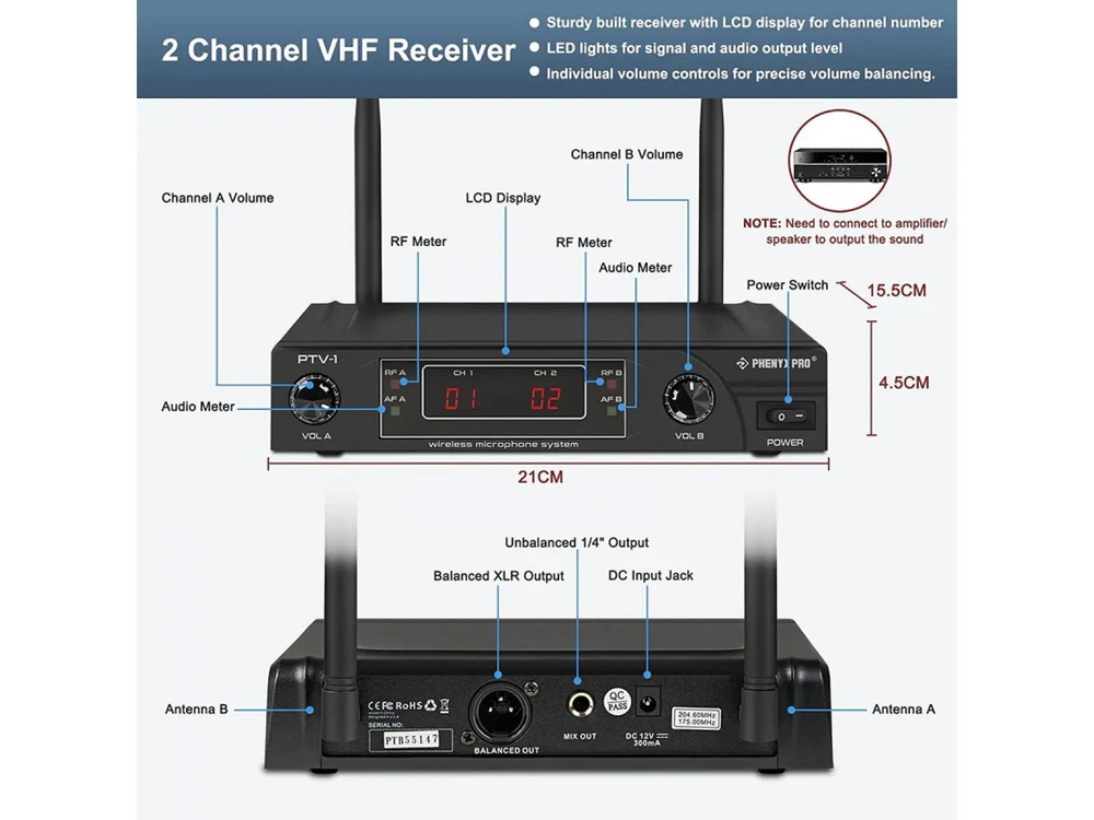 Беспроводная микрофонная система Phenyx Pro PTV-1 1H1B