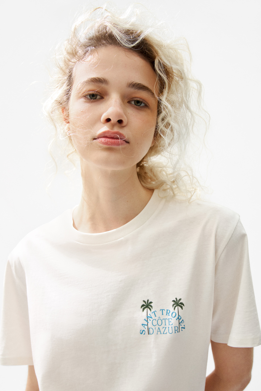 Хлопковая футболка с принтом — Белый/С пальмами - H&M