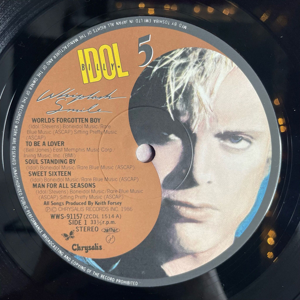 Винтажная виниловая пластинка LP Billy Idol Whiplash Smile (Japan 1986) (No Obi)
