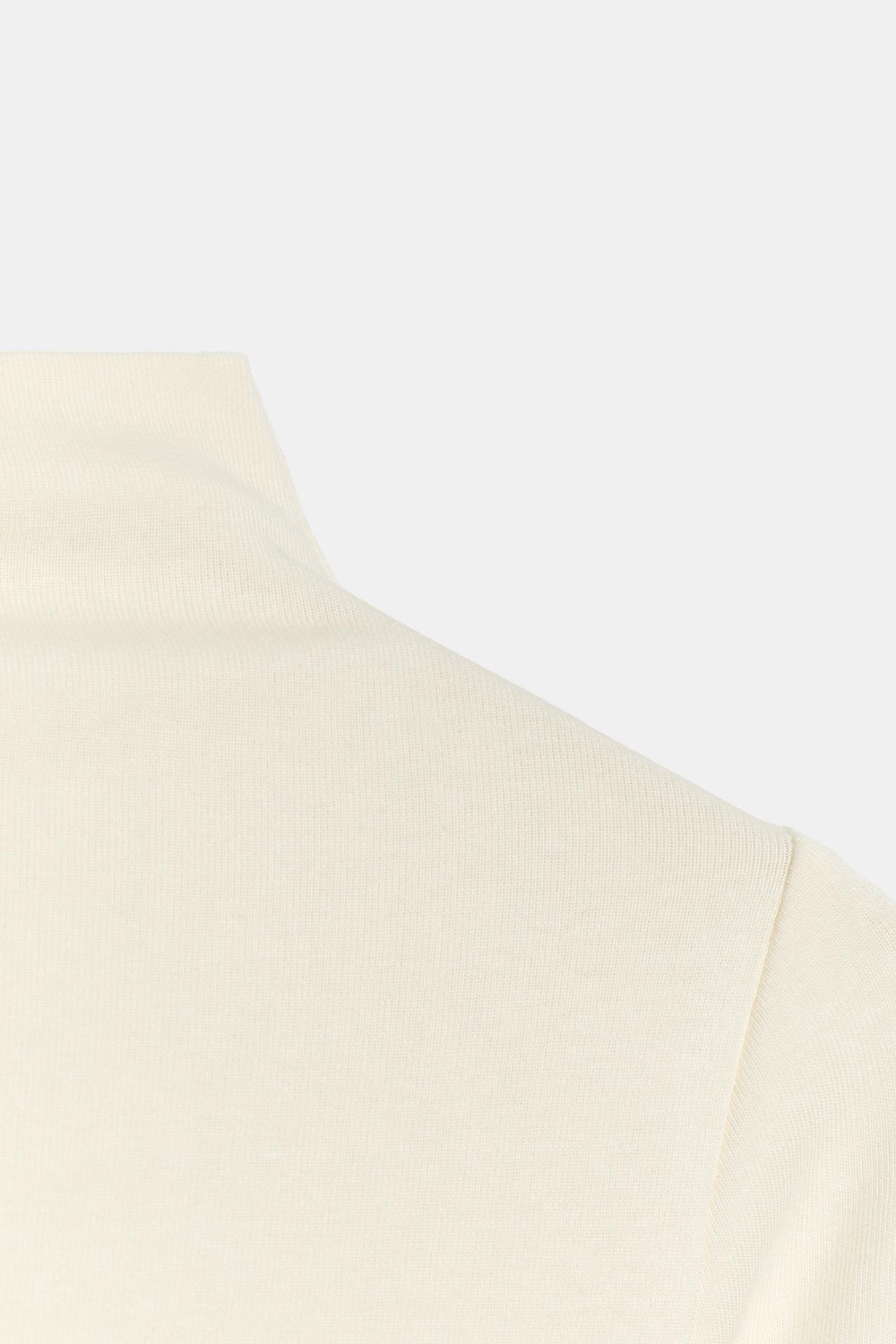 ZARA ФУТБОЛКА С ВОРОТНИКОМ-СТОЙКОЙ, ЖЕЛТОВАТО-БЕЛЫЙ