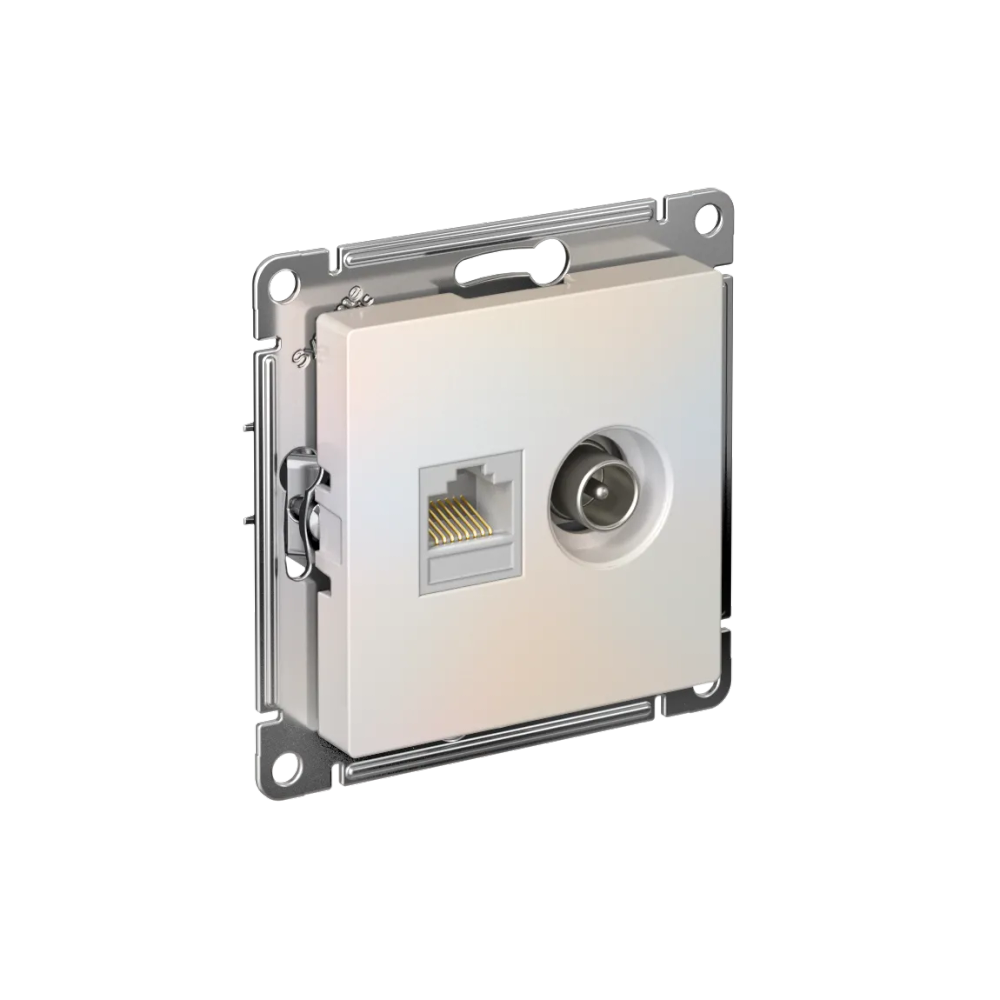 ATLASDESIGN РОЗЕТКА двойная ТВ + компьютерная RJ45 кат. 5e, механизм, ЖЕМЧУГ
