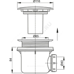 Сифон для поддона 1 1/2"x90/40 h=84мм слив крышка D=115мм Alca Plast A49CR