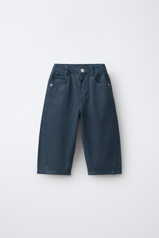 ZARA БРЮКИ BAGGY ИЗ ТВИЛА, МОРСКОЙ СИНИЙ