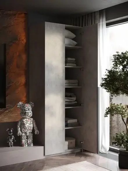 Шкаф распашной Soho, серый, с полками, 81 см