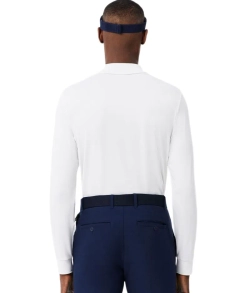 Мужская теннисная футболка с длинным рукавом Lacoste Regular Fit Ultra Dry Long Sleeved Golf - white