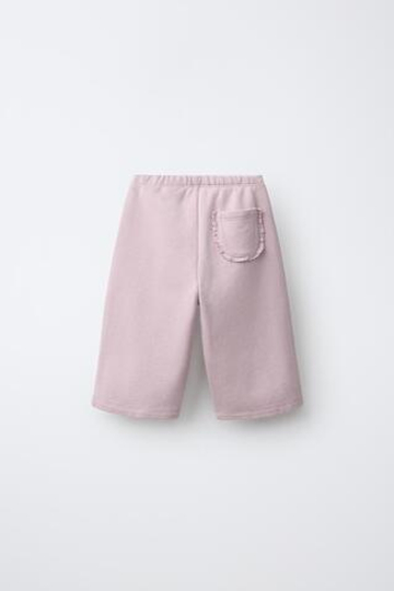 ZARA ХЛОПКОВЫЕ БРЮКИ С КАРМАНОМ, БЛЕДНО-ЛИЛОВЫЙ