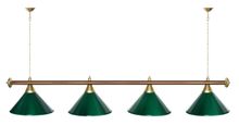 Лампа STARTBILLIARDS 4 пл. (плафоны синие,штанга золотая,фурнитура золото)