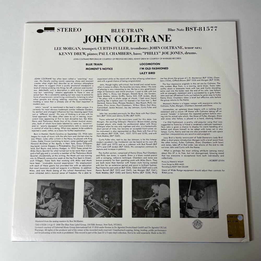 Виниловая пластинка LP John Coltrane Blue Train (Россия 2021) DeAgostini