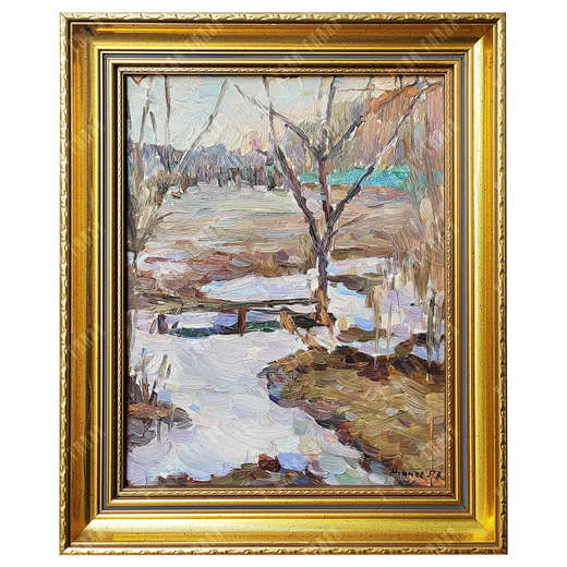 Динес Ю. С. Последний снег. Этюд. Картон, масло. 1957