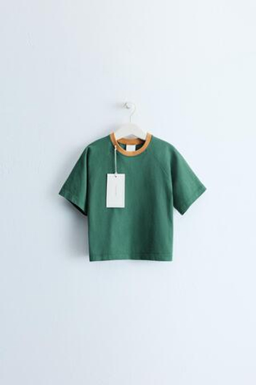 ZARA TIMELESS — ФУТБОЛКА С КОНТРАСТНОЙ ОТДЕЛКОЙ, ЗЕЛЕНЫЙ