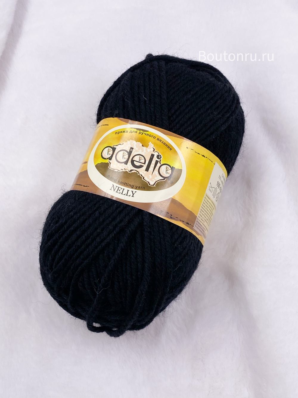 Пряжа ADELIA "НЕЛЛИ" / "NELLY" 70% шерсть, 30% акрил 100 г 100 м ± 5 м №02 ЧЕРНЫЙ