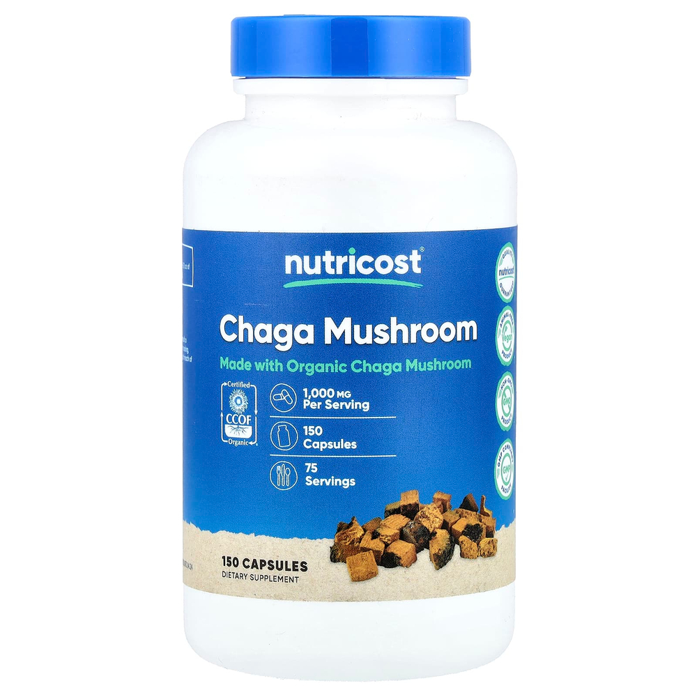 Nutricost, Гриб чага, 150 капсул (500 мг на капсулу)
