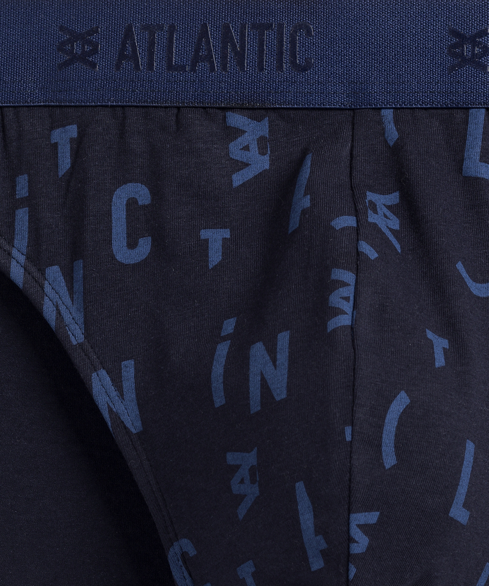 Мужские трусы слипы спорт Atlantic, набор 3 шт., хлопок, темно-голубые + голубые + темно-синие, 3MP-161