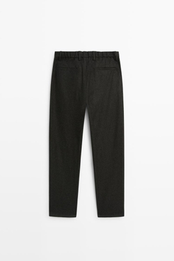 Massimo Dutti Брюки из смесовой шерстяной фланели, коричневый