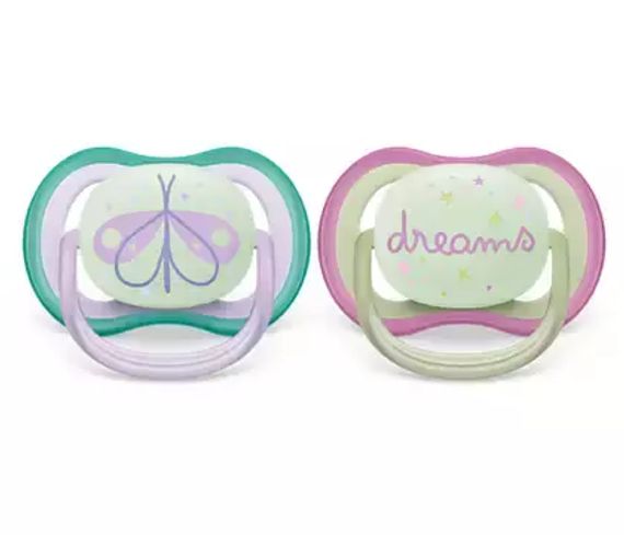 Əmzik\ ultra air soother nighttime, 0-6m, 2-pack, deco girl