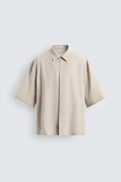 ZARA РУБАШКА RELAXED FIT ИЗ СТРУЯЩЕЙСЯ ТКАНИ, ЭКРЮ