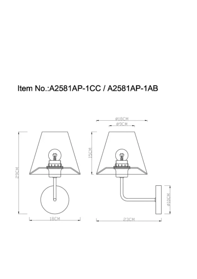Бра Arte Lamp ELBA A2581AP-1AB, 1хE27
