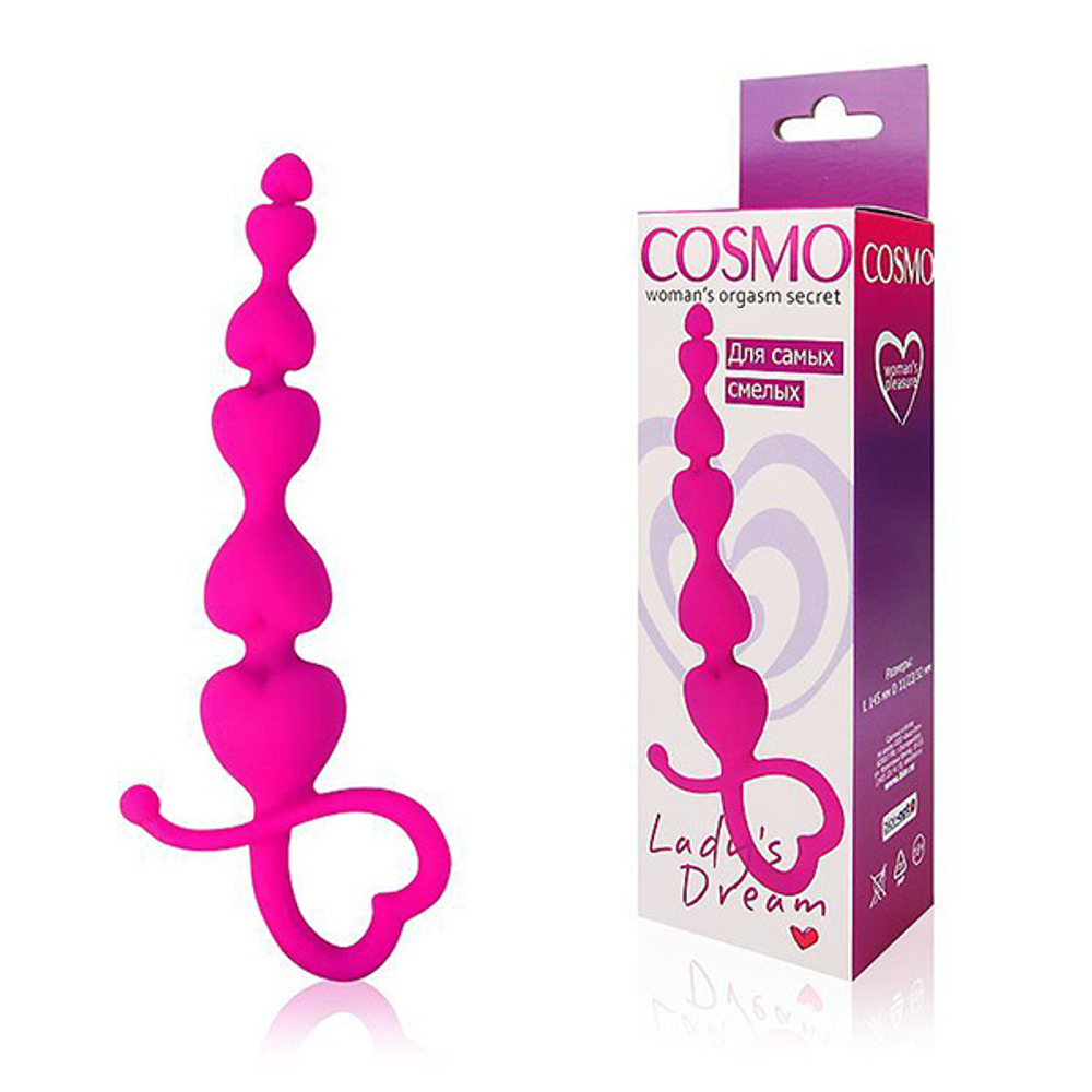 Розовая анальная цепочка 14,5см с петелькой Bior Toys Cosmo CSM-23013