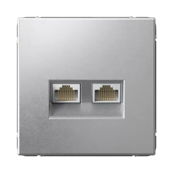 Розетка компьютерная RJ45 + RJ45, Cat 5e Systeme Electric ArtGallery Алюминий GAL000385