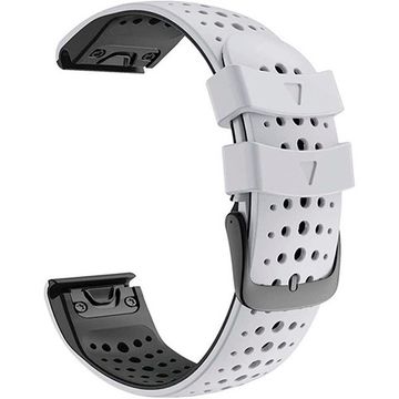 Ремешок дышащий Athlet 22 мм. для Garmin Fenix 7/6/5, EPIX 2, MARQ, Forerunner 935 / 945 / 955 / 965, instinct, instinct 2 двухцветный силиконовый быстросъемный (Белый/черный)