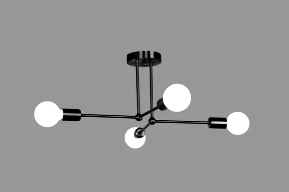 Люстра потолочная NewRgy PD-LED-LINE1-R001-E27*4 BLACK, 4×40 Вт, чёрная