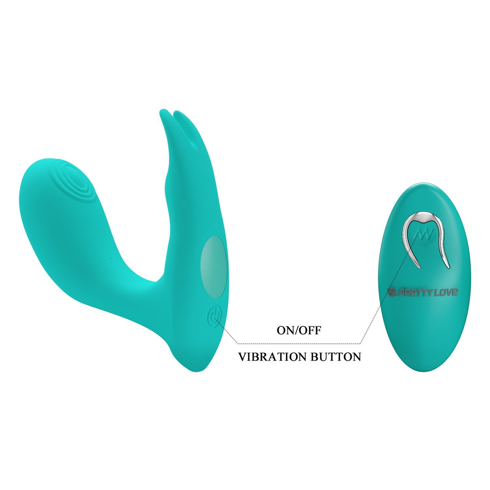 Бирюзовый стимулятор G-точки 10,1см с пультом ДУ Pretty Love Idabelle BI-300052W-1