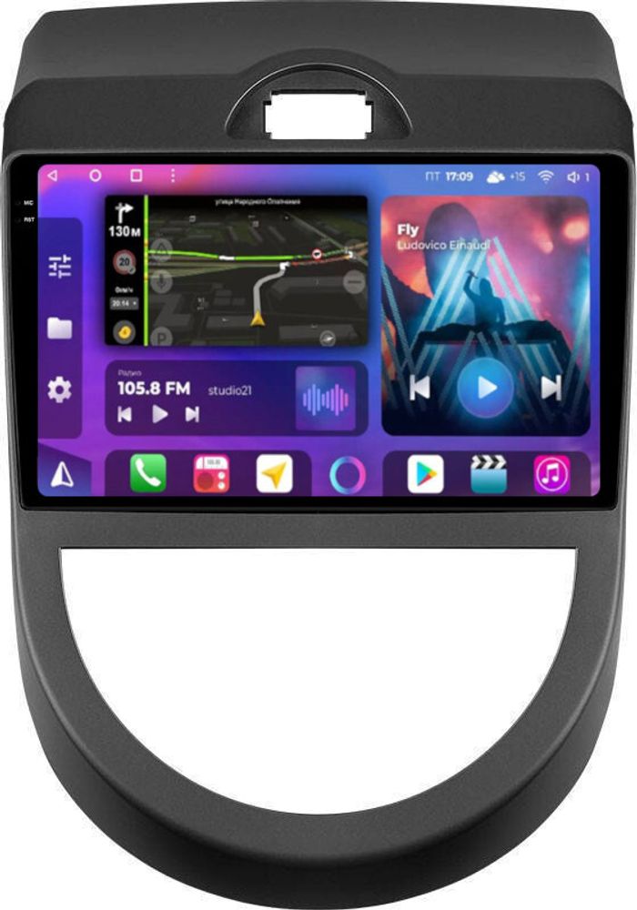 Магнитола для KIA Soul 1 2008-2011 - FarCar BM3061M-2K монитор 9.5" 2K QLED на Android 14, Быстрая, CarPlay, 4G SIM-слот
