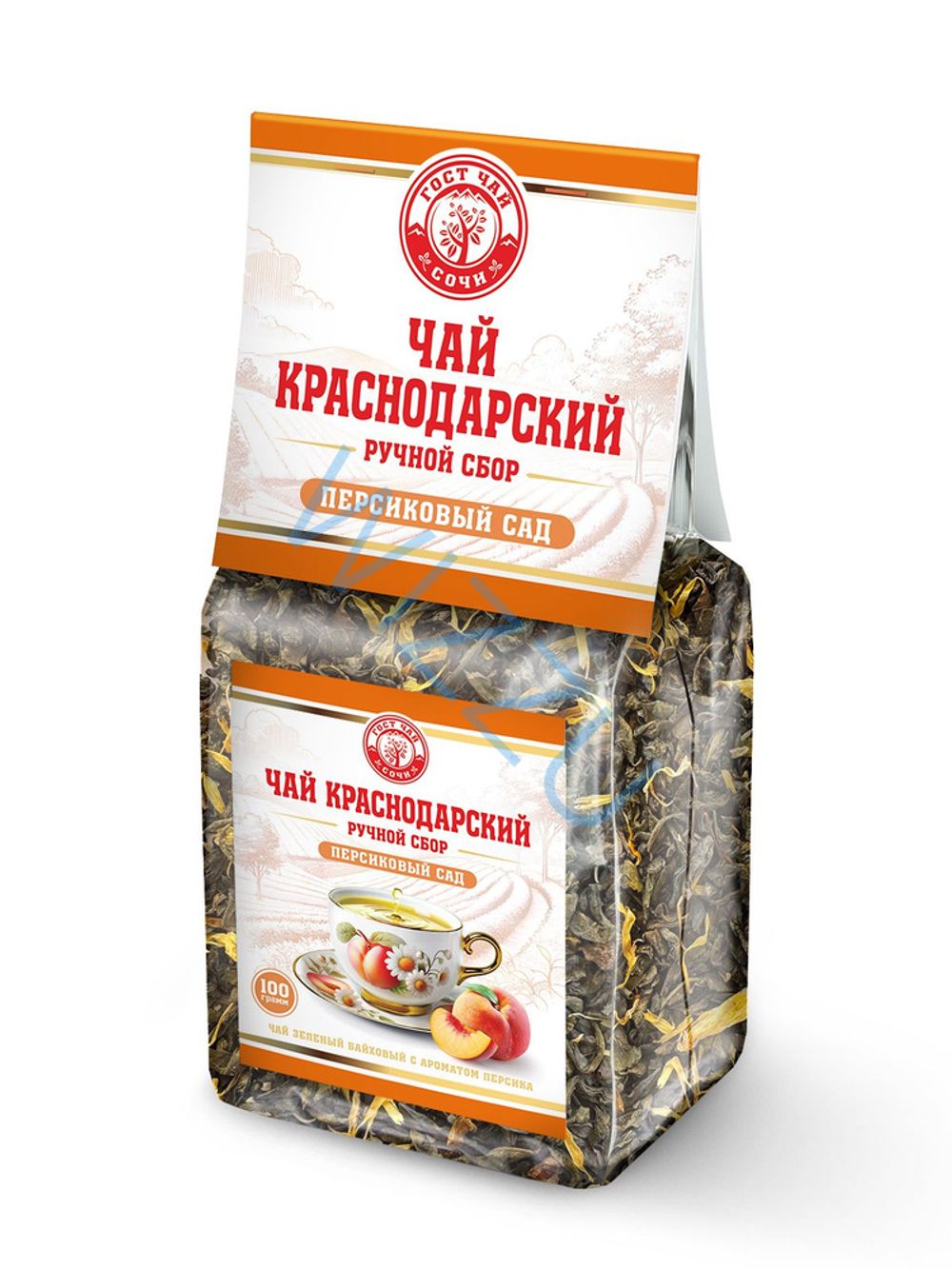 Чай Краснодарский зеленый Персиковый Сад 100г