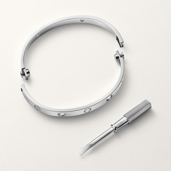 Cartier LOVE bracelet, classic model, brushed, 4 diamonds, white gold
