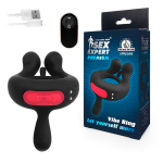 Черное эрекционное виброкольцо с пультом ДУ Bior Toys Sex Expert SEM-55230