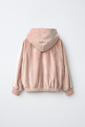 ZARA ХУДИ ИЗ ВЕЛЮРА С МОЛНИЕЙ, РОЗОВЫЙ