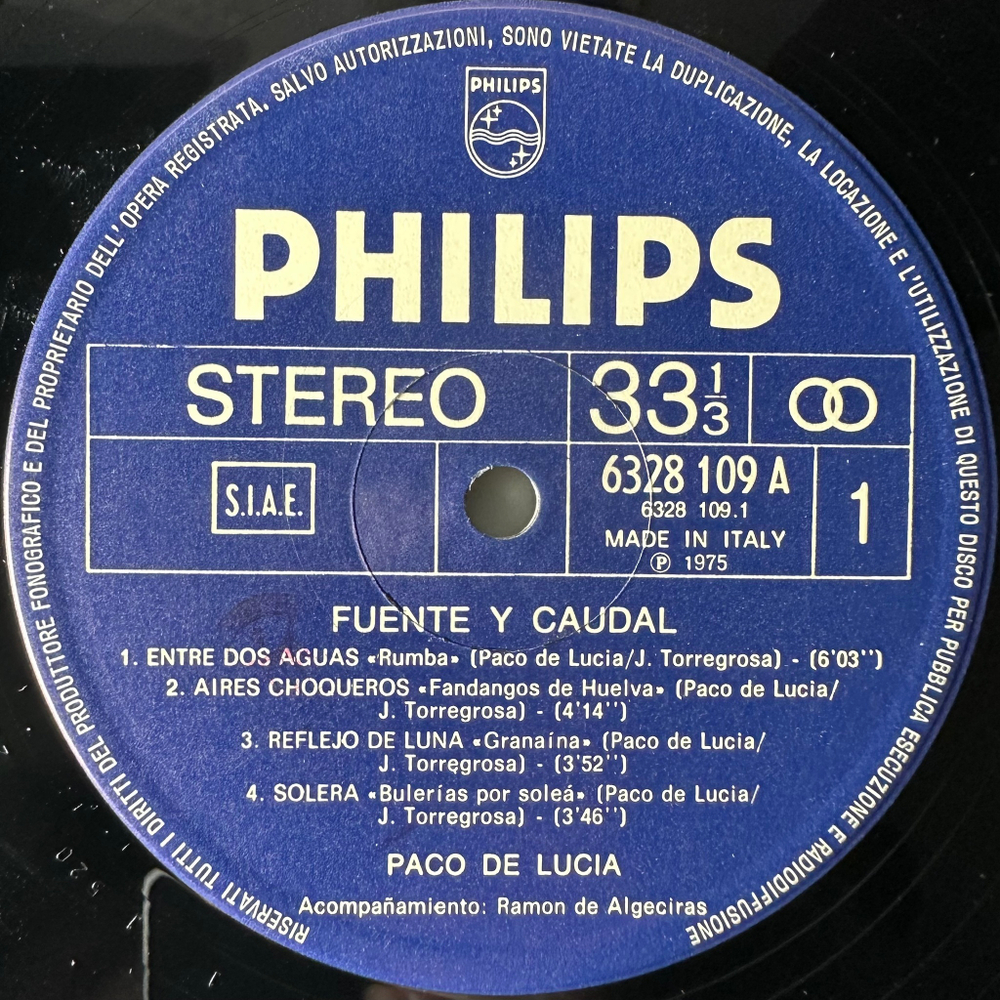 Paco De Lucia ‎– Fuente Y Caudal (Италия 1978г.)