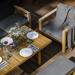 Мебель садовая для лаунж зоны из акации Joygarden БУКА с обеденным столом, Natural Teak, серый