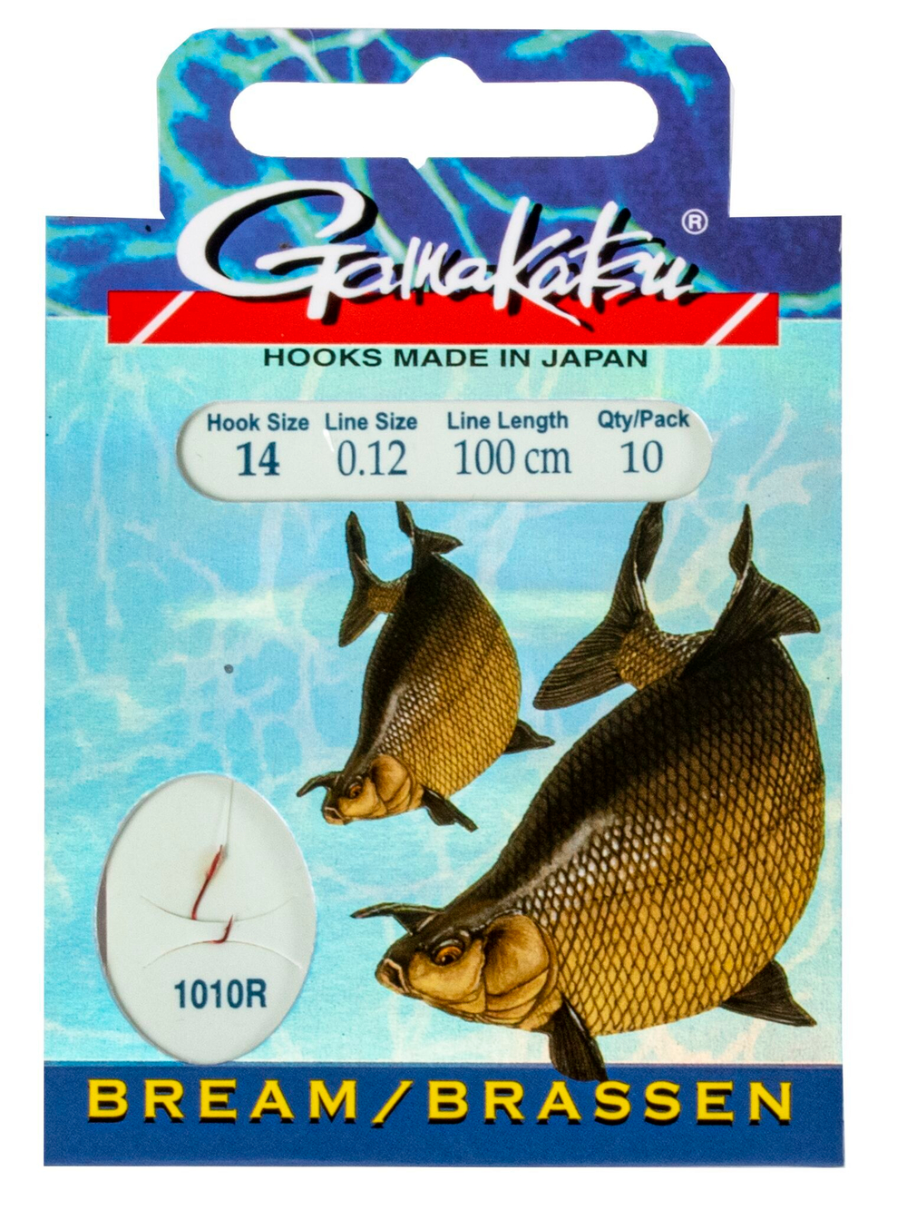 Крючки с поводком Gamakatsu BOOKLET BREAM 1010R разм. 14-0.12мм 100см 10шт.