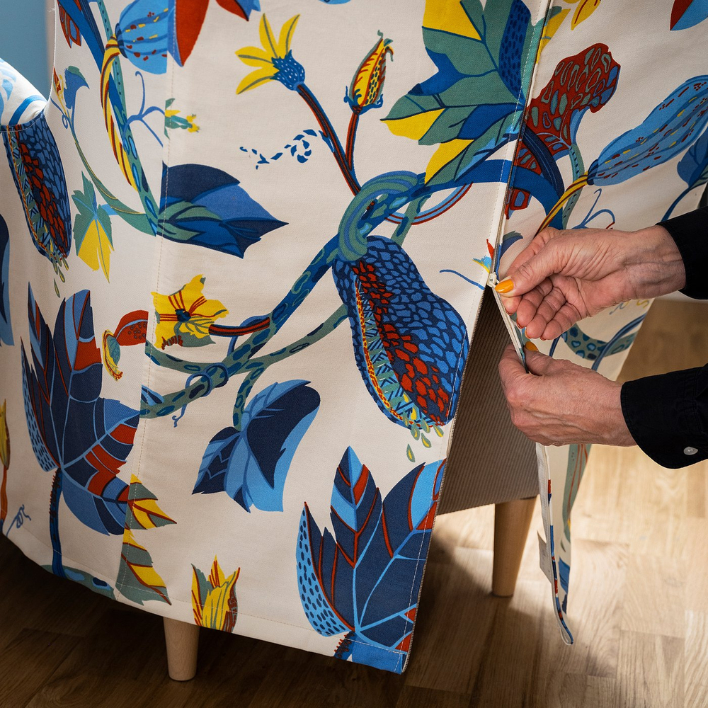 IKEA STRANDMON  (ИКЕА СТРАНДМОН)  -  Чехол на кресло с подголовником - Стигсбо разноцветный/бежевый