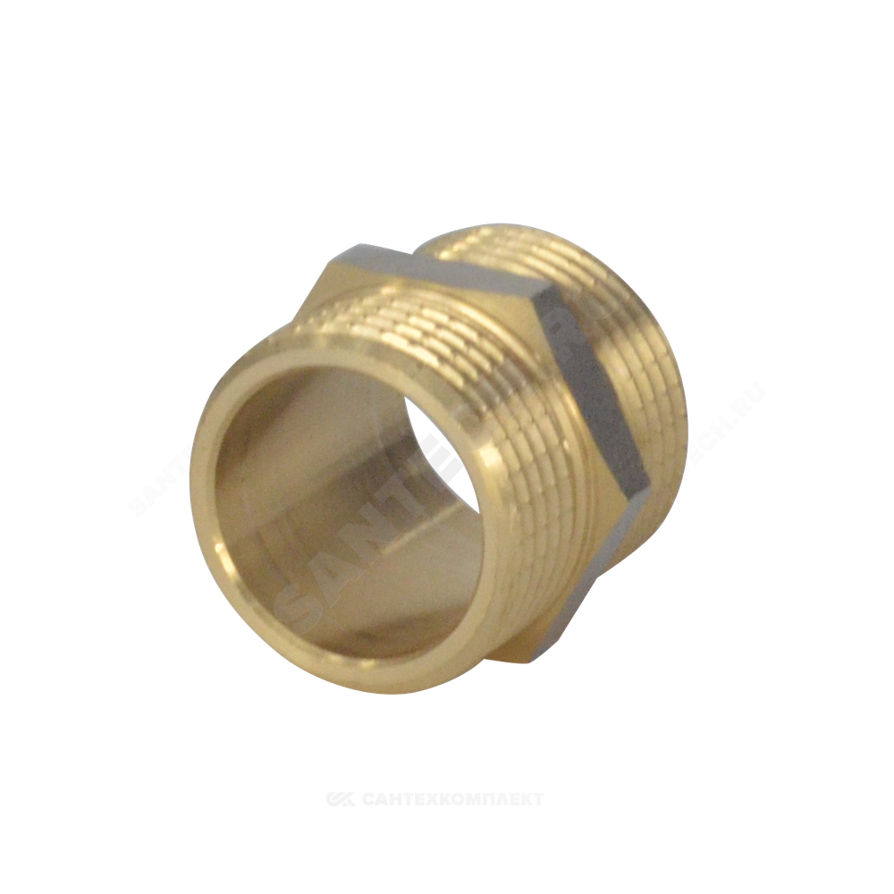 Ниппель латунь никель Ду 15 (1/2") НР 9022 ГОСТ 32585-2013 Aquasfera 9022-01