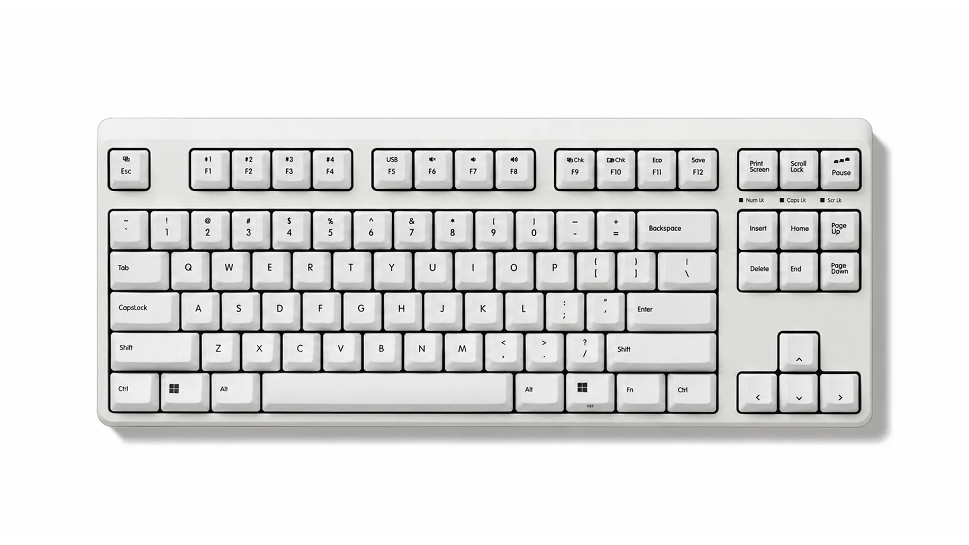 Realforce R4 TKL White — вид сверху, раскладка US ANSI
