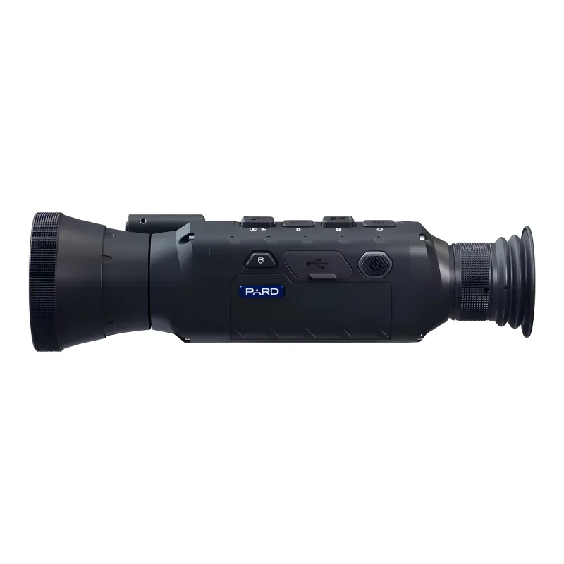 Тепловизионный монокуляр Pard Leopard 640 LE6-50LRF (с дальномером) - вид сбоку, логотип PARD и порты