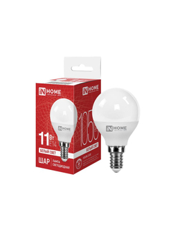 Лампа светодиодная LED-ШАР-VC 11Вт шар 4000К нейтр. бел. E14 1050лм 230В IN HOME 4690612020594