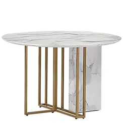 Стол Marble Cross Round, Ø150 см, белый керамогранит
